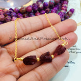 Rough Red Garnet Necklace, Gemstone Necklace, January Birthstone